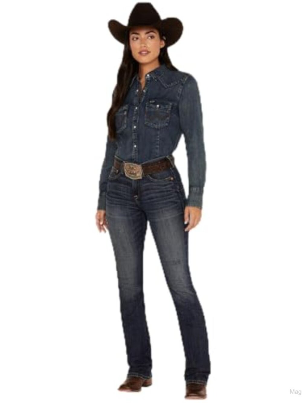 High Rise Boot Cut Jeans Stretch Denim Contoured Waistband Women's